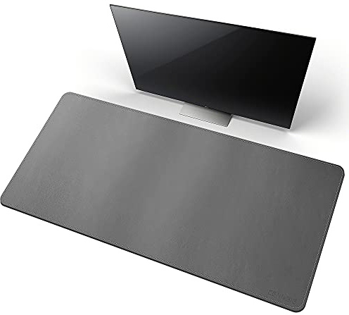 CENNBIE Schreibtischunterlage PU-Leder, 100x50cm großeTischunterlage (Grau) | erweitertes PU-Leder Mauspad xxl, wasserdichte Schreibunterlage auf Schreibtischen, Büro und Zuhause Tischunterlage