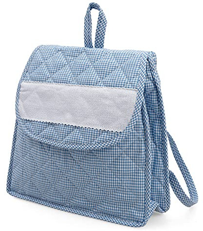 Filet - Sac à dos maternelle pour enfants | Matériaux de haute qualité | Insert en toile aida personnalisable | Fermeture avec bouton pratique | Bleu clair| Dim. 27 x 28 x 5 cm