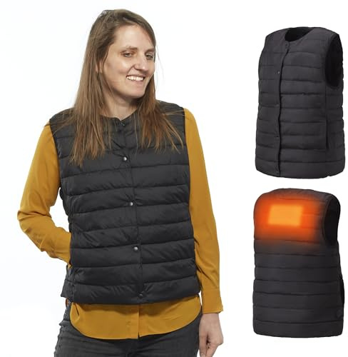 Woozoo ® by Ohyama, Gilet riscaldato / giacca riscaldata, Leggero e sottile per un elevato comfort, 4 livelli di riscaldamento da 38°C a 53°C, Per donna, taglia M - Heated Vest HW-01 - Nero
