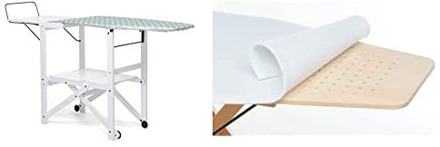 Foppapedretti Asso Postazione da Stiro, Bianco & ilMollettone Ricambio per Asse da Stiro, Poliestere, Bianco