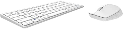 Rapoo 9600M kabelloses Tastatur-Maus Set Wireless Deskset 1300 DPI Sensor wiederaufladbarer Akku flaches Aluminium Design DE-Layout QWERTZ PC & Mac - weiß