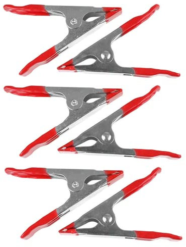 6 PCS Metal Spring Clamps Clips Heavy Duty Tipped Grip Holder Strong Clips Clamps for Tarpaulin Market Stall Tent Backdrop Woodworking