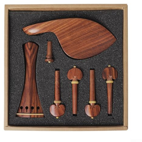 RANRAO Violinen-Set aus Holz, 7 Teile, Kinnhalter, Saitenhalter, Tuning Pegs, Buchsbaum, Ersatzteile, Violinen-Zubehör-Set