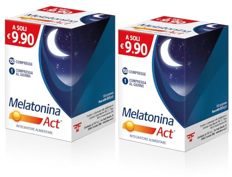 Melatonina Act 1mg, Integratore Alimentare, 2x150 Compresse | A Base di Melatonina 1MG