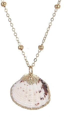 FUSHENGTER Halskette Herren Pulloverkette Damen Anhänger Frauen Männer Bohemian Natürliche Kauri Muschel Anhänger Halskette Muschel Kette Halskette Mode Sommer Strand Frauen Mädchen Gesch