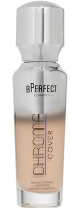 BPerfect Cosmetics – Chroma Cover Luminous Foundation – Aufbauende Deckkraft Strahlendes Natürliches Finish mit Hyaluronsäure – 30 ml – Farbton 11 – C4 Biscuit Kühl Mittel