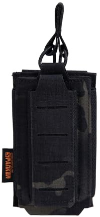 EXCELLENT ELITE SPANKER Taktiska Molle magasin- och pistolmagasinväskor för M4 M14 M16 AK AR elastisk justerbar nylon lagerväska (enkel kamouflage svart)