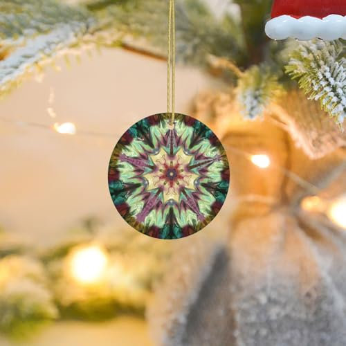 Weihnachten Ornament Kaleidoskop Gedruckt Weihnachtsbaum Anhänger Runde Form Ornament Keramik Geschenk Ornament Porzellan Weihnachtsbaum Ornament Dekorationen
