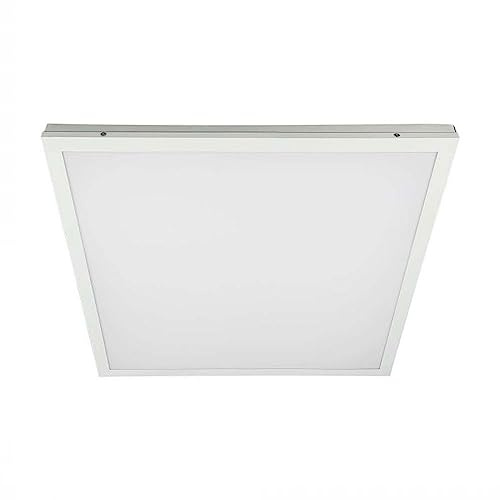 Deckenlampe Büro Deckenleuchte Einbau LED Panel quadratisch, Tageslichtlampe Aufbau Deckenpanel weiß, LED 36W 3960lm 6500K, LxBxH 59,5x59,x5x3 cm