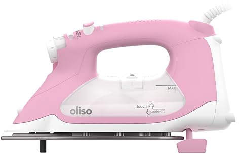 TG1600 Pro Plus Fer intelligent 2 400 W avec levage automatique – pour vêtements, couture, quilting et repassage artisanal | Fer à vapeur avec semelle Diamond Ceramic Flow™, Rose