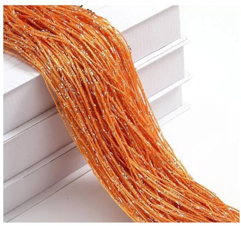 Wisafory Fadenvorhang Fadengardine Glitzer Fadenvorhänge Fliegenvorhang Raumteiler Fliegenschutz Fransen Vorhang Fadenvorhang Dekoration für Tür, Fenster, Zuhause 100 x 200cm Orange