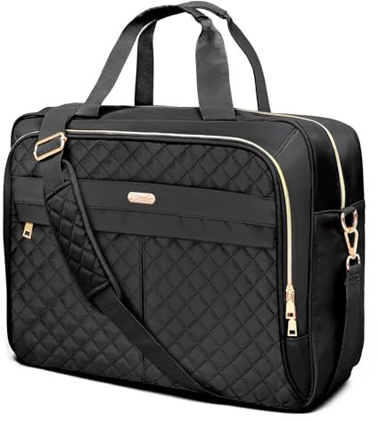 WIRABO Laptoptasche 17,3 Zoll Damen, Aktentasche Arbeitstasche, Lehrertasche Computertasche Wasserdichte Schultertasche Umhängetasche, Business, Schwarz