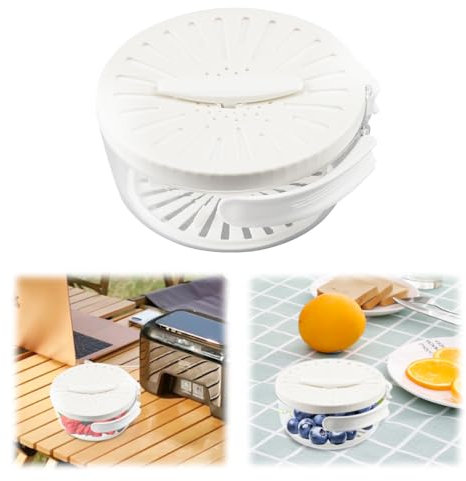 2-in-1 Multifunktionale Obst- und Gemüse-Waschschüssel, Obst-Waschkorb mit Deckel, Obst-Gemüse-Abtropfgestell, Schüssel, Klappgriff, Küche, transparenter Abflusskorb, weiß
