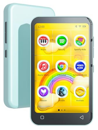 TIMMKOO Lecteur MP3 pour enfants avec Bluetooth et WiFi, contrôle parental, Spotify préinstallé, Spotify Kids, audio, lecteur de musique MP4 à écran tactile de 10,2 cm, jusqu'à 1 To (bleu sarcelle)