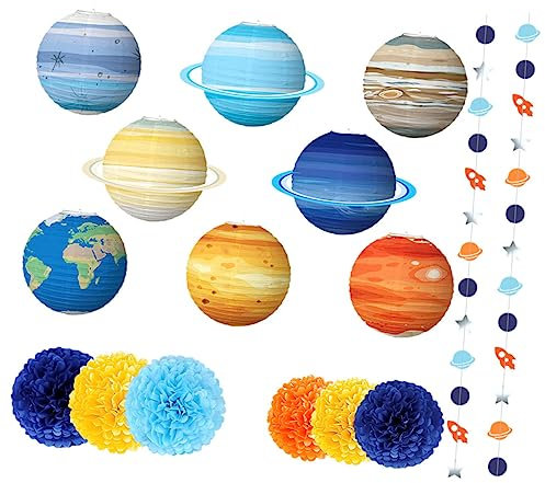OSALADI Papierlaternen-set mit Weltraummotiven Dekorative Papierlaternen Papierschnüre für Partydekorationen