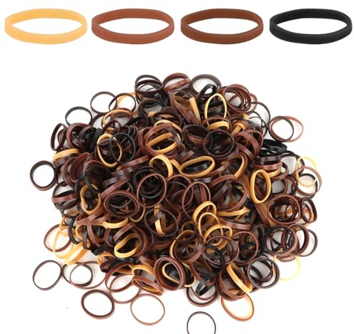 500Pcs Small Elastic Hair Bands for Women, Brown Stretchy Hair Ties Ponytail Holders Bobbles No Metal for Dressing
