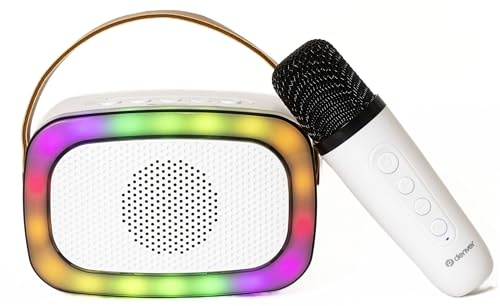 Denver Portable Karaoke Bluetooth Speaker With 6 Voice Effects| USB, Micro SD & AUX In | Rechargeable, LED Light Show, 100 Watt Max Power