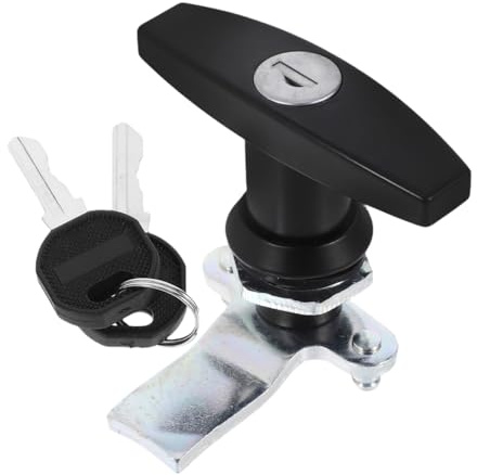 HOMSFOU T Handle Cabinet Locks with Keys for Rv Truck Storage and Garage Door Latch Cylinder Lock Body Zinc Alloy Durable Lock 3.07X2.56X1.06In