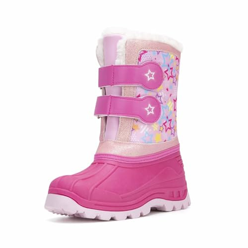 FUNCOO PLUS Toddler Warm Boots Girls Winter Snow Boots Child Rain Boot Waterproof Shoes Outdoor Size 8