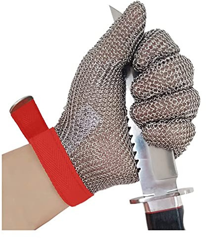 Schnittfeste Handschuhe, Schnittfeste Handschuhe aus Edelstahl, Küchenhandschuhe zum Entfernen der Austernschale, Sicherheitskette, verstellbares Handgelenkband