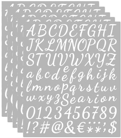 Yesallwas 5 Blätter Selbstklebende Buchstaben Aufkleber Vinyl Klebebuchstaben Wetterfest Alphabet Aufkleber Selbstklebende Buchstaben Nummern Aufkleber für DIY Scrapbook Grußkarte (weiß)