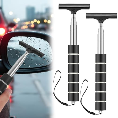 XoeLLe 2 Stück Professioneller Auto Fensterabzieher, Duschabzieher Abzieher Dusche Badezimmerwischer, Einziehbarer Scheibenabzieher Auto, für Streifenfreie Reinigung von Glasflächen im Fahrzeug