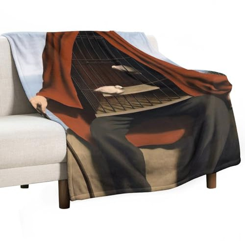 Manta de franela con póster de terapeuta de René Magritte para sofá, manta de forro polar de 300 g/m², decoración de habitación para todas las estaciones, 70 x 80 pulgadas