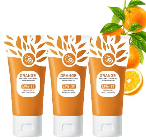 Orangen-Extrakt Peeling Gel mit Fruchtsäuren, Orange Reinigung Gel, Sanftes Körper- & Gesichts-Peeling für Strahlenden Teint, Natürliche Aufhellung bei Verfärbungen, 50g (3pc, 50g)