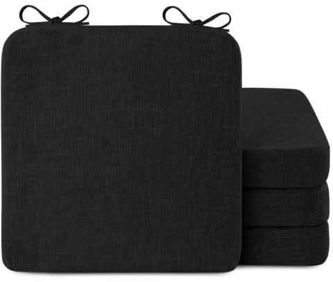 AddGrace Square Chair Cushions for Dining Chairs 16x16x2inch (4, Black)