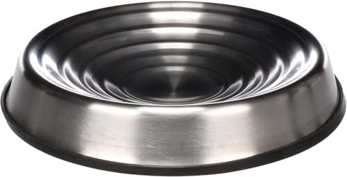 Gamelle pour Chat Lajla INOX Argent – 200 ML – Antidérapante et Design Ronde – Respecte Les Moustaches – Passe au Lave-Vaisselle – Flamingo