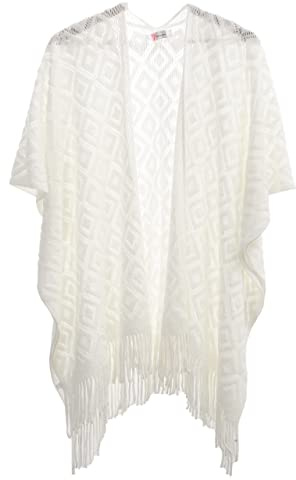 sy soul young Damen Poncho Gestrickt Schal und Wraps mit Fransen Stola