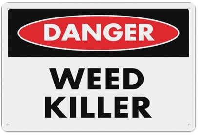 JIUFOTK Danger Weed Killer Sign Aluminum Tin Warning Signs For Home Outdoor Garden 8x12 Inch