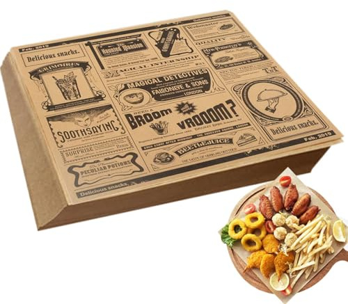 Feuilles de cuisson à séchage pour paniers alimentaires en papier mâché résistant à la graisse, sandwich non adhésif en pack, sans graisse, 200 pièces par poubelle, grillées