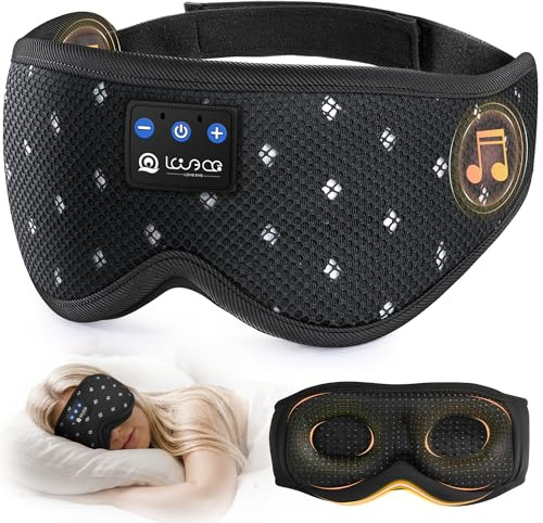 LOVE EYE Bluetooth Schlafmaske mit Kopfhörern, 3D Augenmaske für Seitenschläfer, Ultrathin Lautsprecher, Verdunkelnd, für Reisen & Entspannung (Atmungsaktives Netzgewebe, Schwarz)