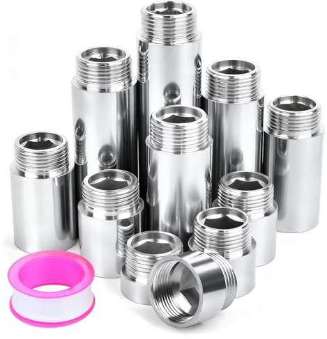 Niuny Extensión de Grifo de 3/4 Pulgadas 100mm Prolongación de Grifo 1Pcs Racor de Prolongación de Cromado Extensións de Conexión para Instalación de Agua Potable y Calefacción