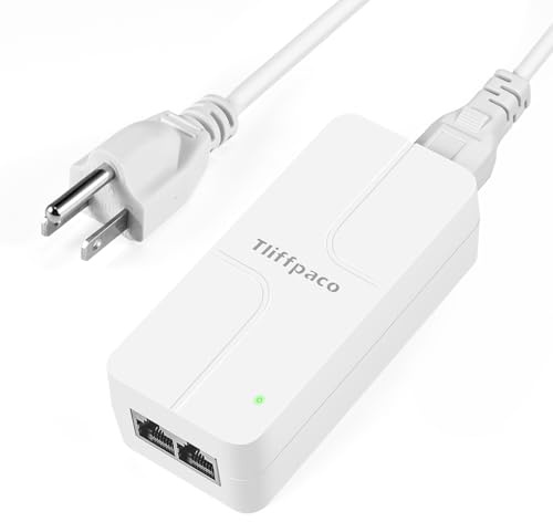 Tliffpaco Injecteur PoE+ 2,5 Go, convertit non-PoE en PoE, 100/1000/2500 Mbps et conforme à la norme 802.3at/af, Plug & Play, jusqu'à 100 m, adaptateur PoE 52 V 30 W pour caméra IP/téléphone IP