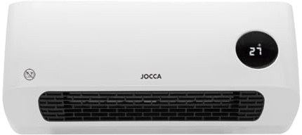 JOCCA - Calefactor de Pared 2000W con Tecnología Cerámica PTC | Ventilador Térmico Frío-Calor, Montaje en Pared, Pantalla LED y Control de Temperatura, Seguro y Silencioso