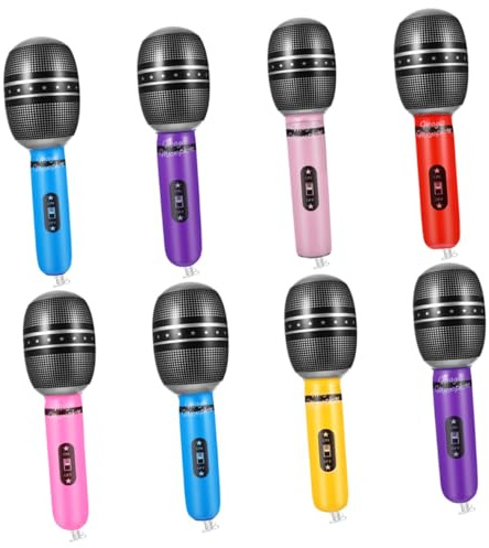 ibasenice 8 pièces Microphone Gonflable Accessoires Scène Réalistes Modèle pour Garçon Fille et Réutilisable pour Jeux de Rôle et Performances