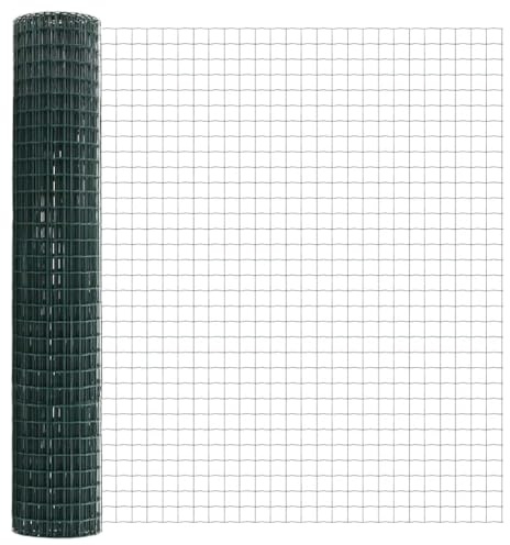 Generiskt staketstolpar, metallstolpar, grönt eurostaket, robust konstruktion, enkel installation för trädgård, terrass, 10 x 1,6 m staket (5 x 5 cm mask)
