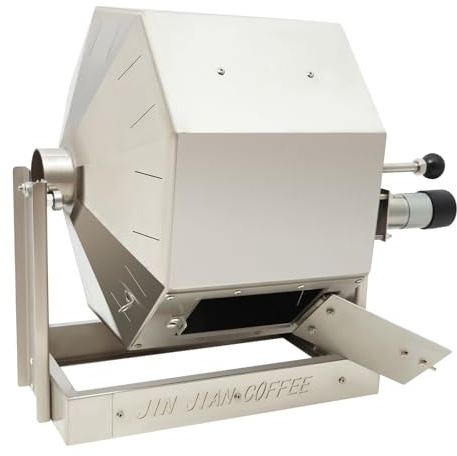 QUEWATSA Commercial Coffee Bean Roaster, 2500-3000g Gas Burner Drum Type Coffee Roasting Machine, Stainless Steel Home/Commercial Peanut Roaster for Roasting Peanuts, Seeds, Nuts, Soybeans
