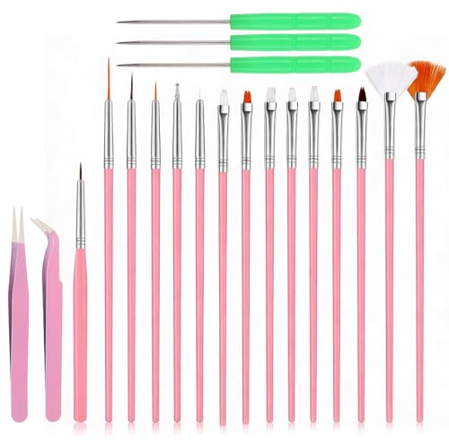 Qianyu Juego de 20 pinceles para decoración de pasteles, galletas, fondant, pintura, pastelería, pinzas de punta curvada, pinzas para pasta, aguja para remover azúcar, para hornear chispas de Navidad