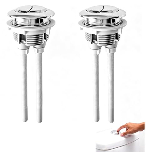 2 Pièces Boutons de Rechange Double Chasse WC 38mm - Compatible avec Couvercles de 37-44mm, Bouton Universel pour Citerne avec Ressort en Acier Inoxydable - Installation Facile