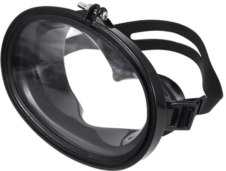 POPETPOP Masque de Plongée Antibuée Lentille Unique en Verre Trempé PVC et Cadre PP Noir, Protection UV, Lunettes de Natation Étanches pour Adultes Hommes Femmes, Équipement de Plongée