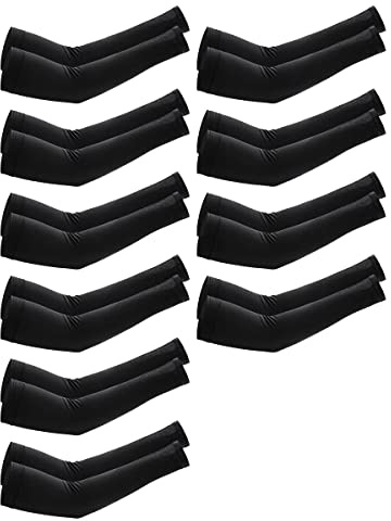 Wesafrae 10 Pares de Mangas de Brazo de RefrigeracióN Mangas Calentadoras de ProteccióN UV para Hombres y Mujeres, para Correr, Ciclismo, Senderismo, Golf, Negro
