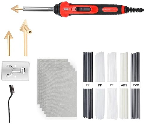Kit di saldatura in plastica da 100 W Strumento per saldatore a temperatura regolabile con pistola per per la riparazione della superficie(SetA)
