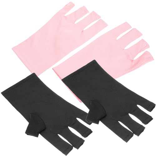 WRITWAA Guantes de Manicura UV de Poliéster, 2 Pares, Transpirables y Resistentes a Deformaciones, Protección Solar para Rutina de Manicure y Arte de Uñas
