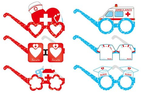 Woideklu 6X Krankenschwesterbrillen – Foto Requisiten – Geschenkideen für Krankenschwestern Zum Tag Der Krankenschwester