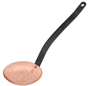 Baumalu, Écumoire en Cuivre 32 x 11 x 5,5 cm avec Manche en Fonte, Ustensile de Cuisine Traditionnel, Finition Brillante, Idéal pour la Cuisine Alsacienne, 1 Pièce