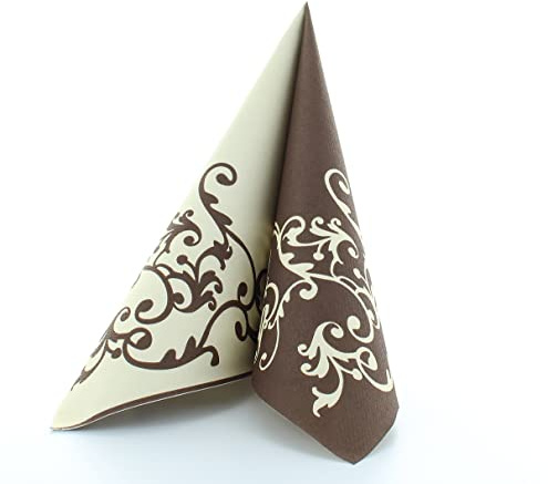 Mank Airlaid Servietten, 40x40 cm, Premium Einweg Serviette, stoffähnlich und saugstark, perfekt für Hochzeit & Partys 50 Stück, Pomp in Creme-Mocca