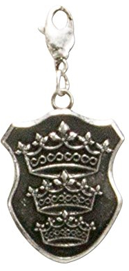 Alpenflüstern Trachten-Anhänger Kronen-Wappen für Charivari oder Trachtenkette (antik-silber-farben) AAH122